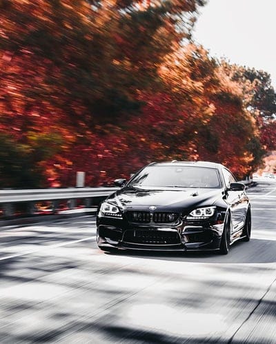 BMW M6, gran coupe, tuning, car, vehicle, road, autumn, black, low, mobile wallpaper, android wallpaper, iPhone wallpaper, phone wallpaper