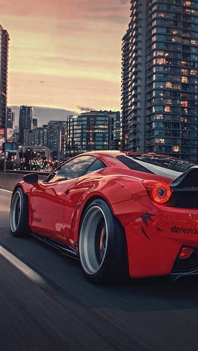Ferrari 458, auto, car, city, dub, ferrari, italia, italy, japon, red, road, tuning, mobile wallpaper, android wallpaper, iPhone wallpaper, phone wallpaper