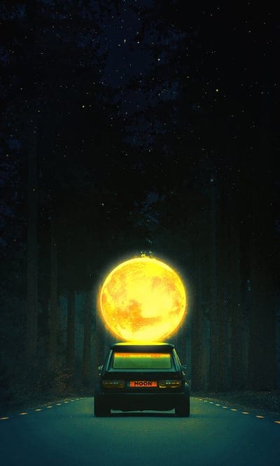 Moon Car, car, hrimon, moon, mobile wallpaper, android wallpaper, iPhone wallpaper, phone wallpaper
