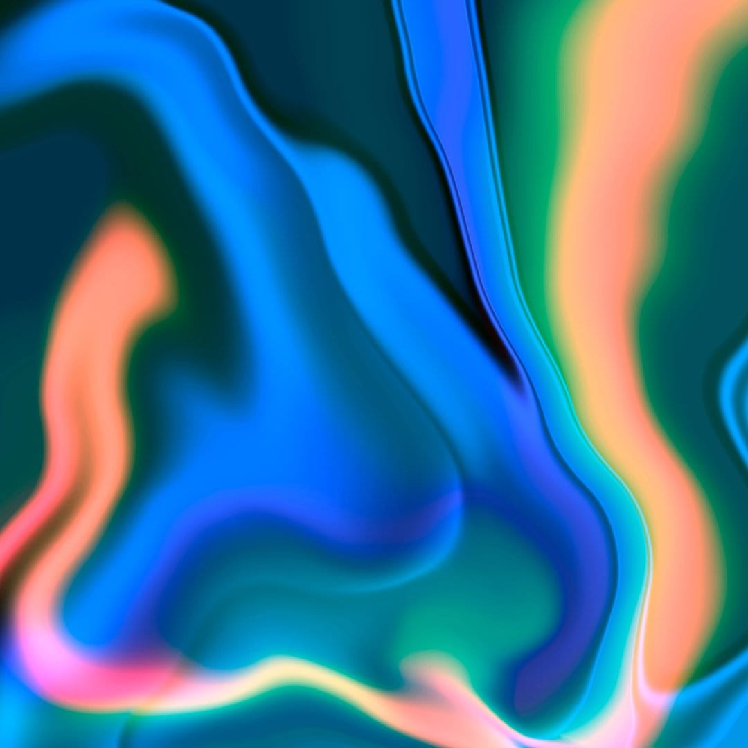 Electric blue and pink neon swirls overlap in fluid, organic patterns against a dark, contrasting background.