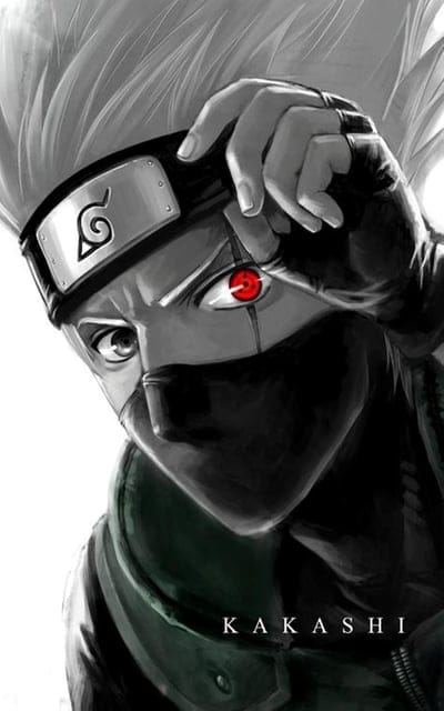 naruto,kakashi,anime,eye,red,eyes,white background,art