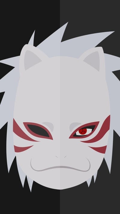 anbu mask naruto,naruto,demon slayer,anime,Kakashi, Anbu, Naruto, Sharingan, mask, flat design, minimalist, anime, fan art, digital art, illustration, character, manga, iconic, ninja, Konoha, Hidden Leaf, Red Eye, white hair, cool, aesthetic