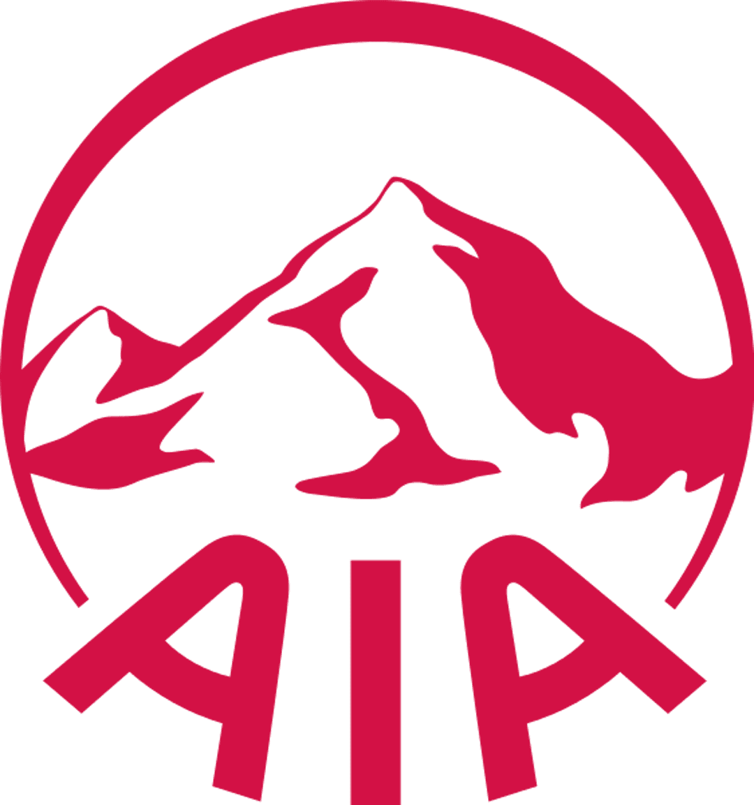 AIA logo mountain icon features bold red sans-serif letters next to a minimalist red geometric peak symbol.