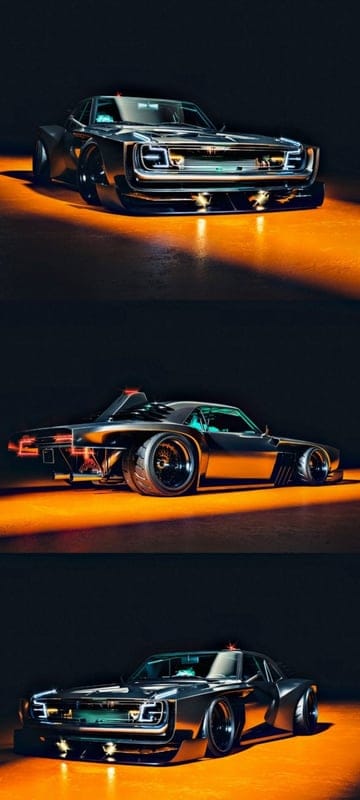 car,silver,orange light,black background