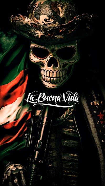 skull,hat,weapon,inscription,life,words,mexico,cwlc