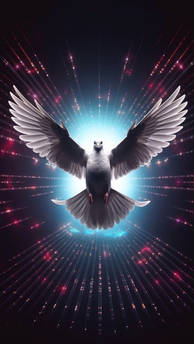 dove,bird,wings,glow,rays,art