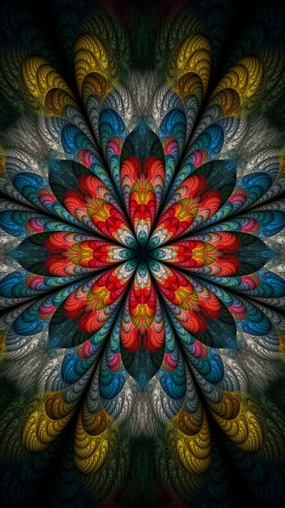 fractal,flower,abstraction,petals,multicolored