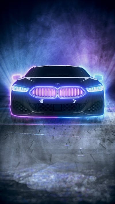 bmw,car,neon,glow,smoke