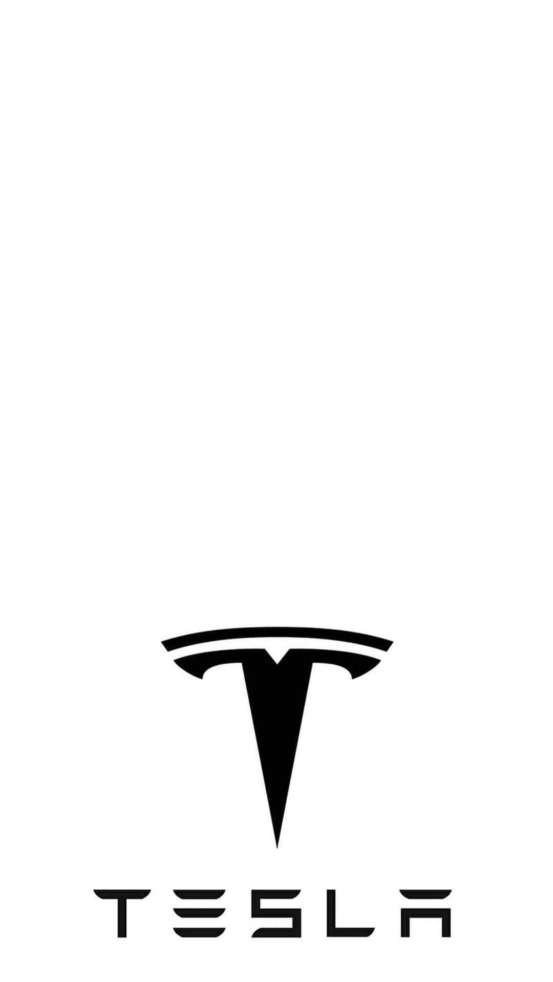 Black Tesla T emblem and wordmark centered on a solid white surface for a high-contrast minimalist look.