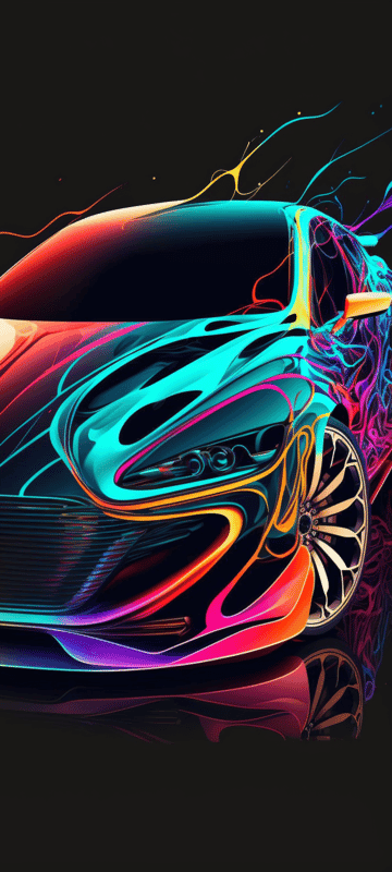car,fire,colorful,neon,art