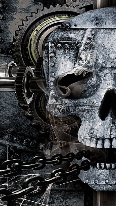 Metal Skull, bone, steel