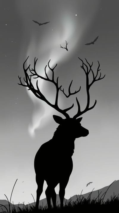 White and Black,White,Black,Silhouette,Dark,Animals,cool,Nature,8k wallpapers,4k wallpapers,hd backgrounds,hq wallpapers,wallpapers,Deer