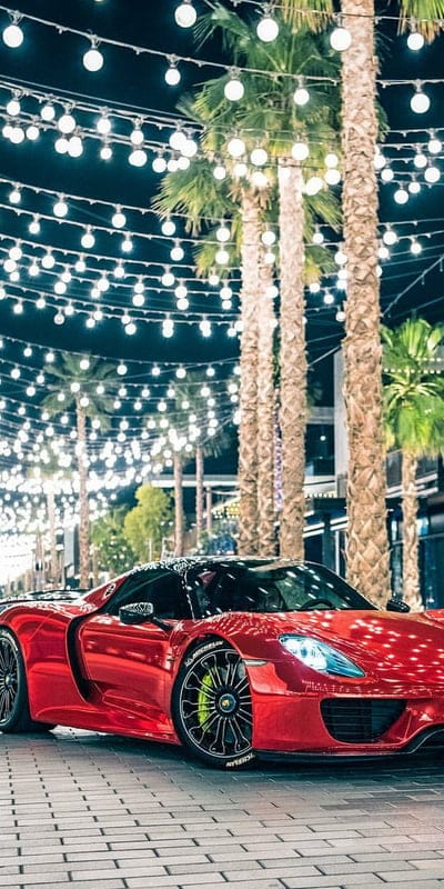 Chrome Red, porsche, 918, red, car, hypercar, supercar, luxury, night, mobile wallpaper, android wallpaper, iPhone wallpaper, phone wallpaper
