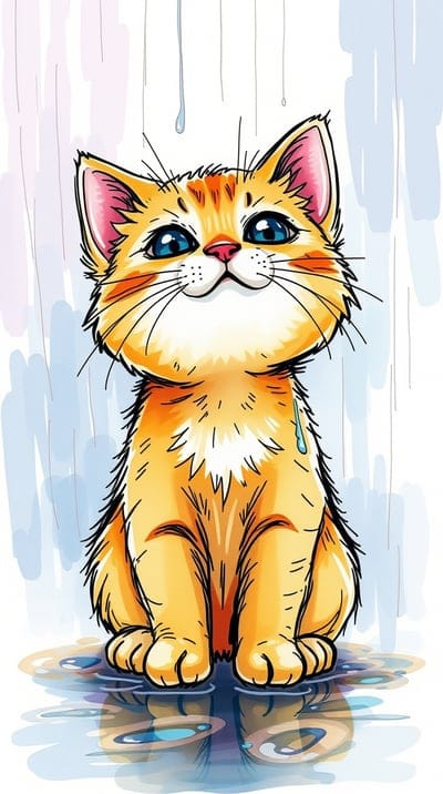 Cat,Sketch,Hand Drawn,Color Sketch,Hd Backgrounds,Hd Wallpapers,4k wallpapers,8k wallpapers,High Quality,Hand Made,Animal,Majestic