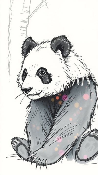 Animal,Sketch,Hand Drawn,Color Sketch,Hd Backgrounds,Hd Wallpapers,4k wallpapers,8k wallpapers,High Quality,Hand Made,Panda,Cute