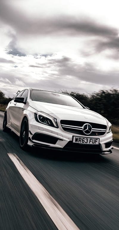mercedes cla45, mercedes, car, white, speed, road, mobile wallpaper, android wallpaper, iPhone wallpaper, phone wallpaper