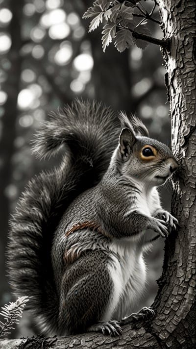 Squirrel,Forest,Tree,Tattoo,Tattoo Wallpaper,Wallpaper,AI Art,Ai Wallpaper,Desktop Wallpaper,Artwork,Black,White,Black and White,Aesthetic