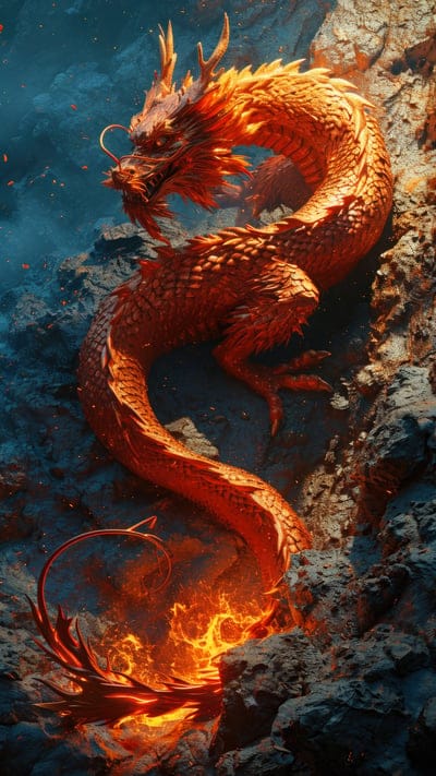 dragon,rock,fire,sparks,art