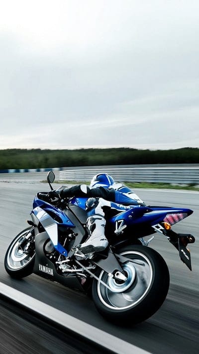 Yamaha on track, bike, blue, engine, japon, speed, mobile wallpaper, android wallpaper, iPhone wallpaper, phone wallpaper