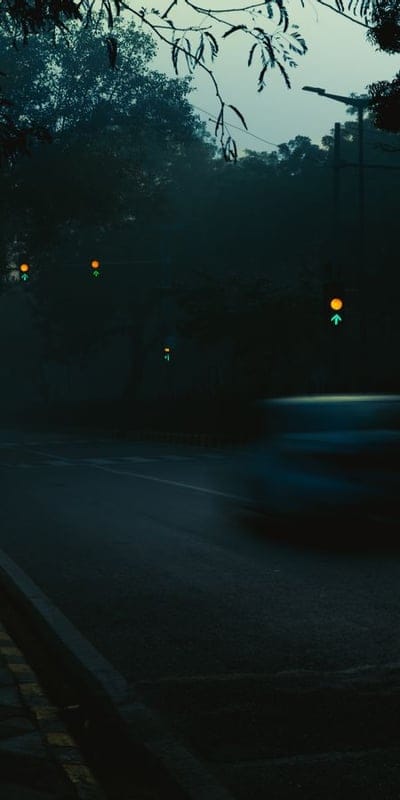 Fog, Road, Night, Car, Mysterious, Dark, Street, Urban, Moody, Atmospheric, Lights, Blur, Motion, Eerie, City, Trees, Haze, Gloomy, Abstract, Solitary