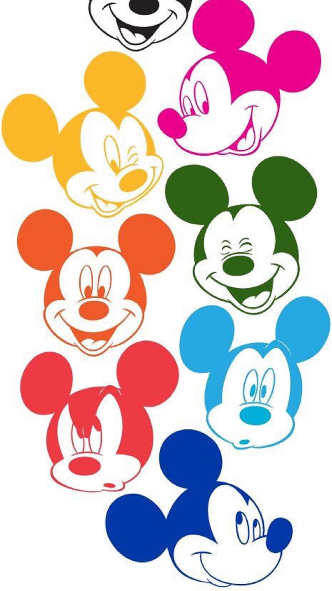 Mickey Mouse silhouettes in vibrant red, blue, and yellow hues form a repeating pattern for mobile screens.