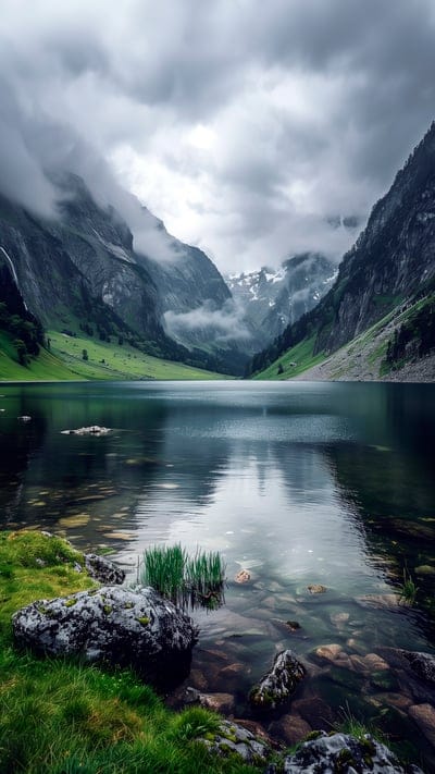 mountains,lake,landscape,vlouds,nature