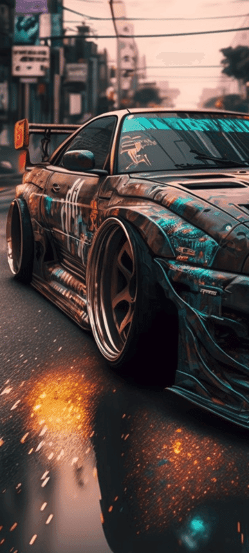car,tuning,city,street,graffiti