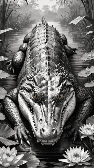 Tattoo,Tattoo Wallpaper,Wallpaper,AI Art,Ai Wallpaper,Desktop Wallpaper,Artwork,Black,White,Black and White,Aesthetic,Croc,Crocodile,Alligator