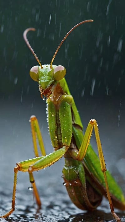Praying Mantis,dark,insects,rain,sad vibe,aesthetic,lone,8k wallpaper,4k wallpaper,hd backgrounds,hd wallpapers,wallpapers,aesthetic wallpapers,drenched