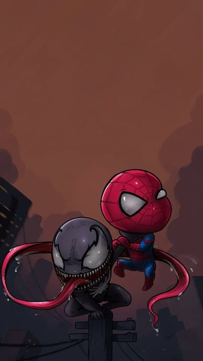 Venom , Spider man, art, marvel, spidey, cartoon, spider man, comics, punch hole, animation