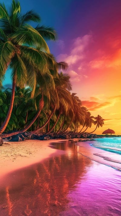 beach,sea,plam trees,tropics,nature