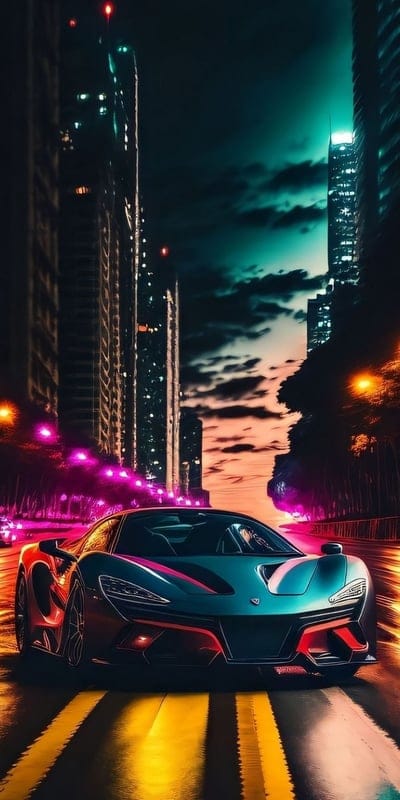 ferrari,night,city,lights