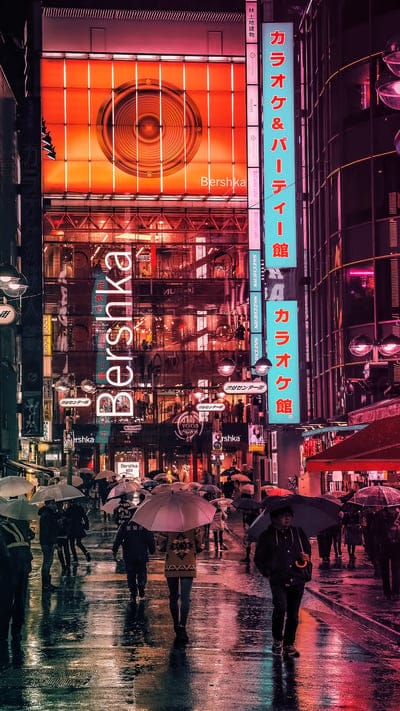 Tokyo, Japan, Nightlife, Neon, Rain, Streets, Urban, City, People, Umbrellas, Lights, Reflections, Wet, Asian, Travel, Shibuya, Shinjuku, Electronic, Modern, Vibrant, Crowded