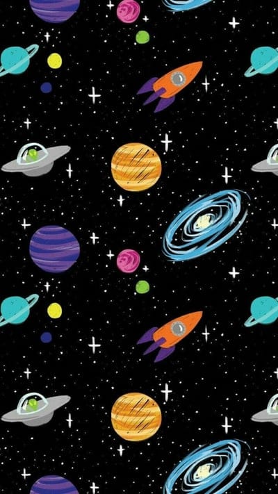 Space Cartoon, planets, rockets