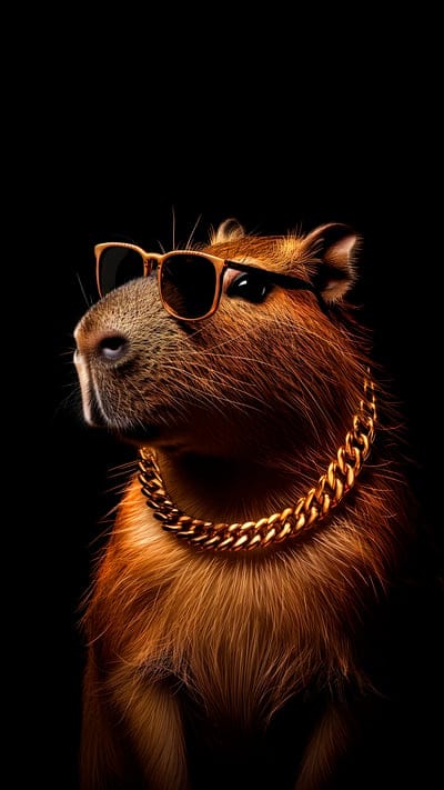 capybara,animal,sunglasses,chain,cool