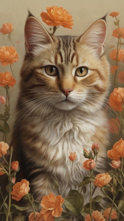 Cat,Cute,Flower Field,Cool,Kawaii