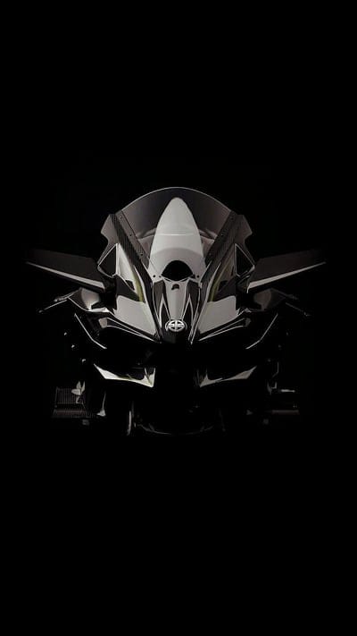 Kawasaki Ninja H2r Bike, Black Bike Front View, black background, mobile wallpaper, android wallpaper, iPhone wallpaper, phone wallpaper