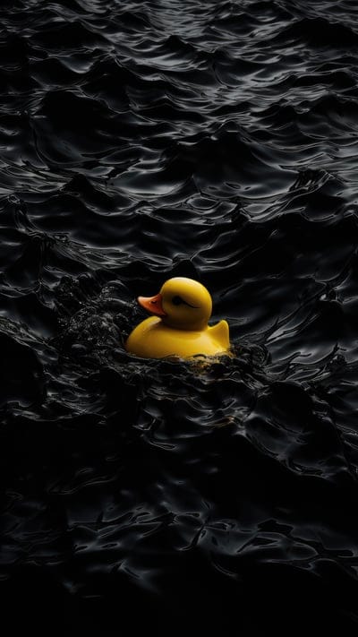 duckling,water,waves,dark,yellow