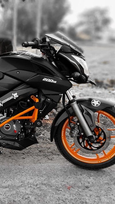 ns 200, black and orange, bike, pulsar, racing, black, mobile wallpaper, android wallpaper, iPhone wallpaper, phone wallpaper