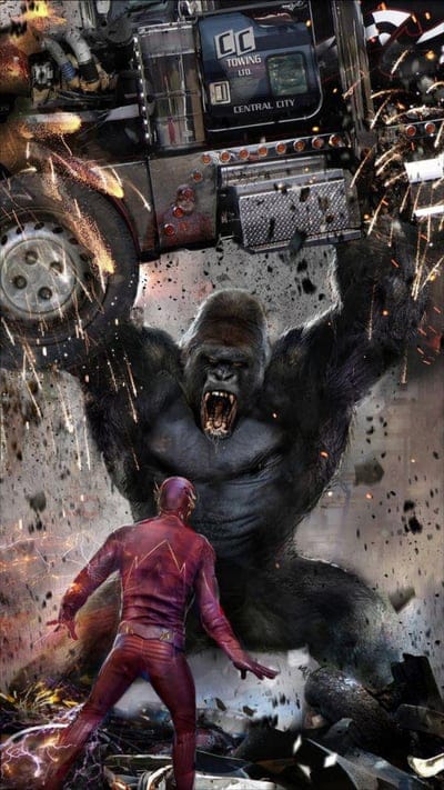 Flash, animal, gorilla, hero, movie, super, truck