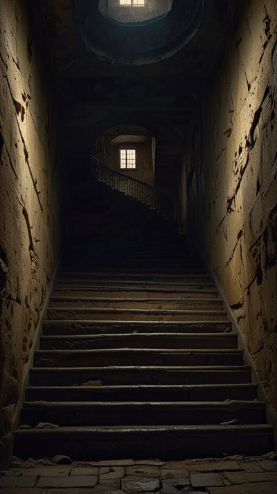 Staircase,Mysterious,Dark,Light,Abandoned Building