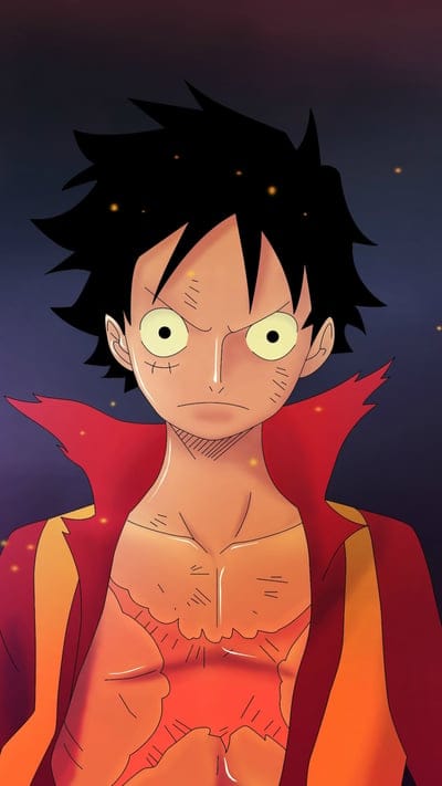 Gear Fourth, Luffy, One Piece, anime, fiery, determined, power unleashed, fan art, character, transformation, Straw Hat Pirate, Monkey D. Luffy, immense power, Haki, Doflamingo, intense, battle, strong