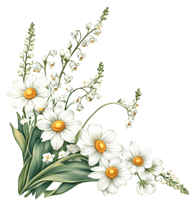 Spring Flower,White Flowers,Daisies,Lily Of The Valley,Green Leaves,Spring,Bouquet,Delicate