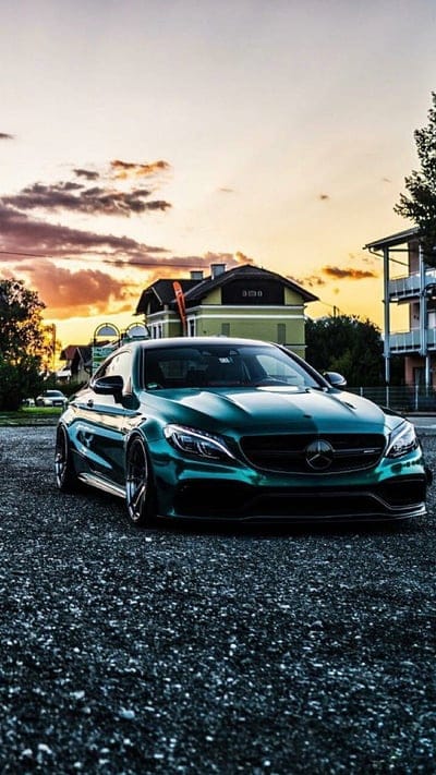 Mercedes AMG, green, car, supercar sports, sunset, america, mobile wallpaper, android wallpaper, iPhone wallpaper, phone wallpaper
