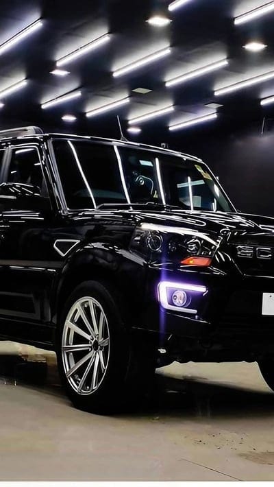 Black Scorpio, Led Light Background, black car, mobile wallpaper, android wallpaper, iPhone wallpaper, phone wallpaper