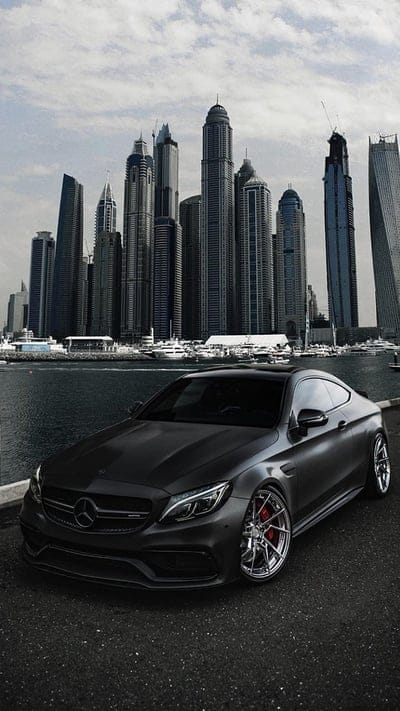 Mercedes Benz C63s, black mercedes benz, sport car, mobile wallpaper, android wallpaper, iPhone wallpaper, phone wallpaper