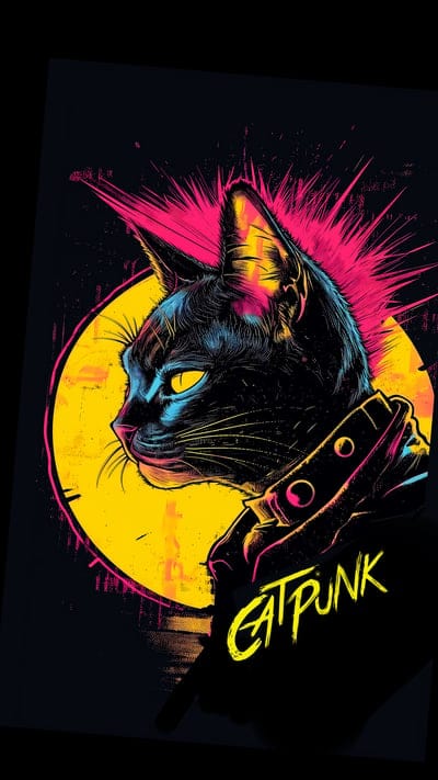 cyberpunk,parody,cat,collar,art