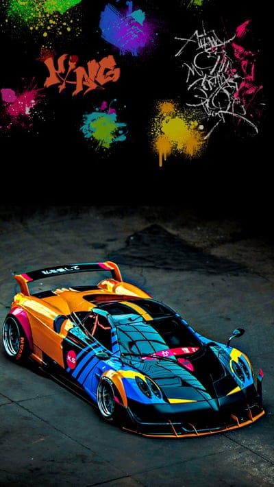 car,sports car,coloful,graffiti art