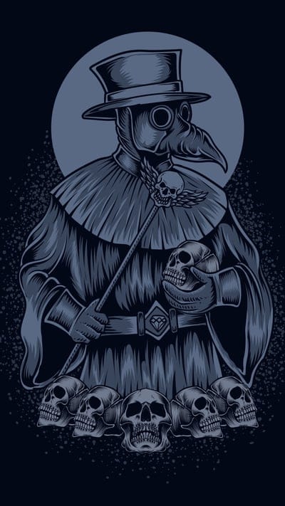 Plague Doctor, Holding Skull In Hand, physician