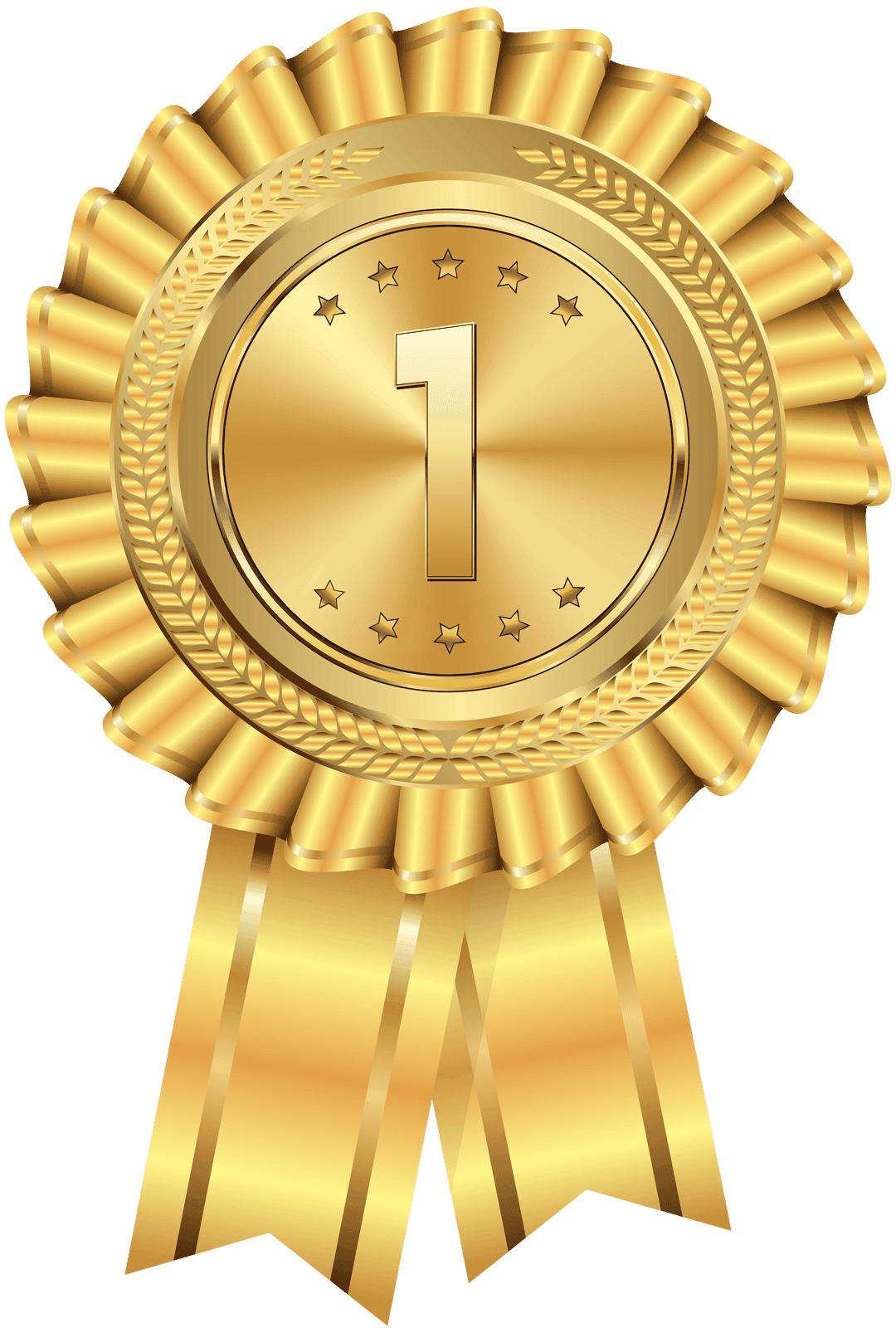 Gold medal award featuring a polished yellow metallic surface with soft 3D highlights and realistic reflections.